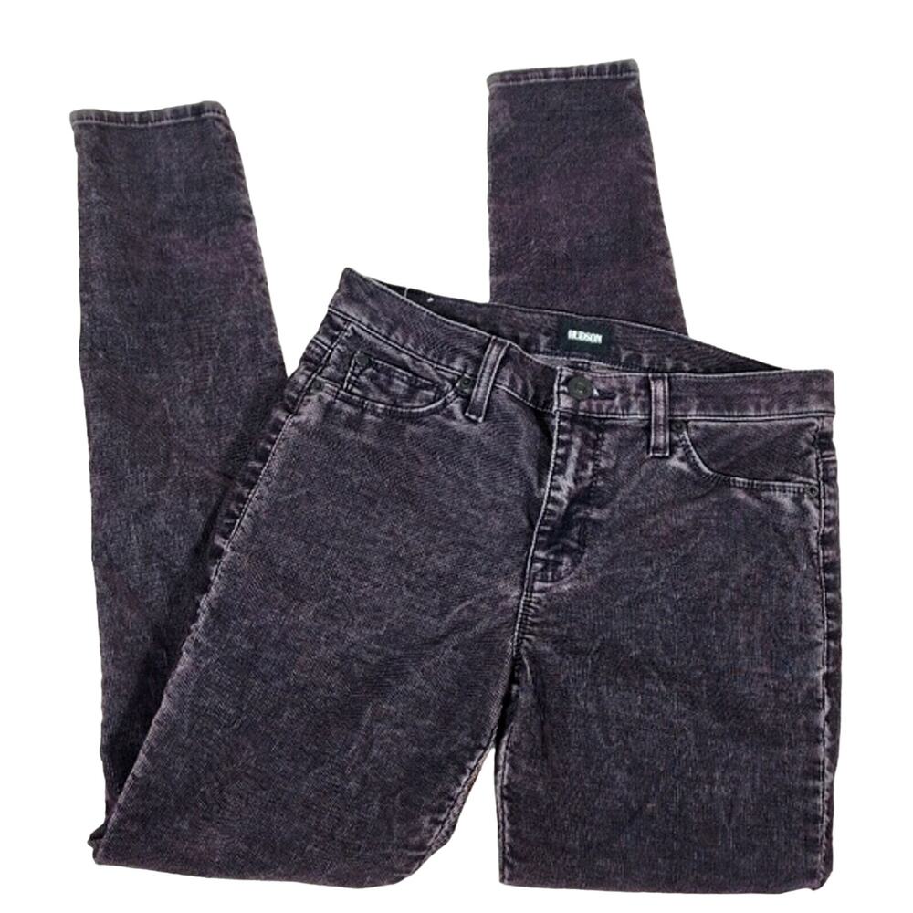 Hudson Black Midrise Nico Super Skinny Corduroy Pants Size 27